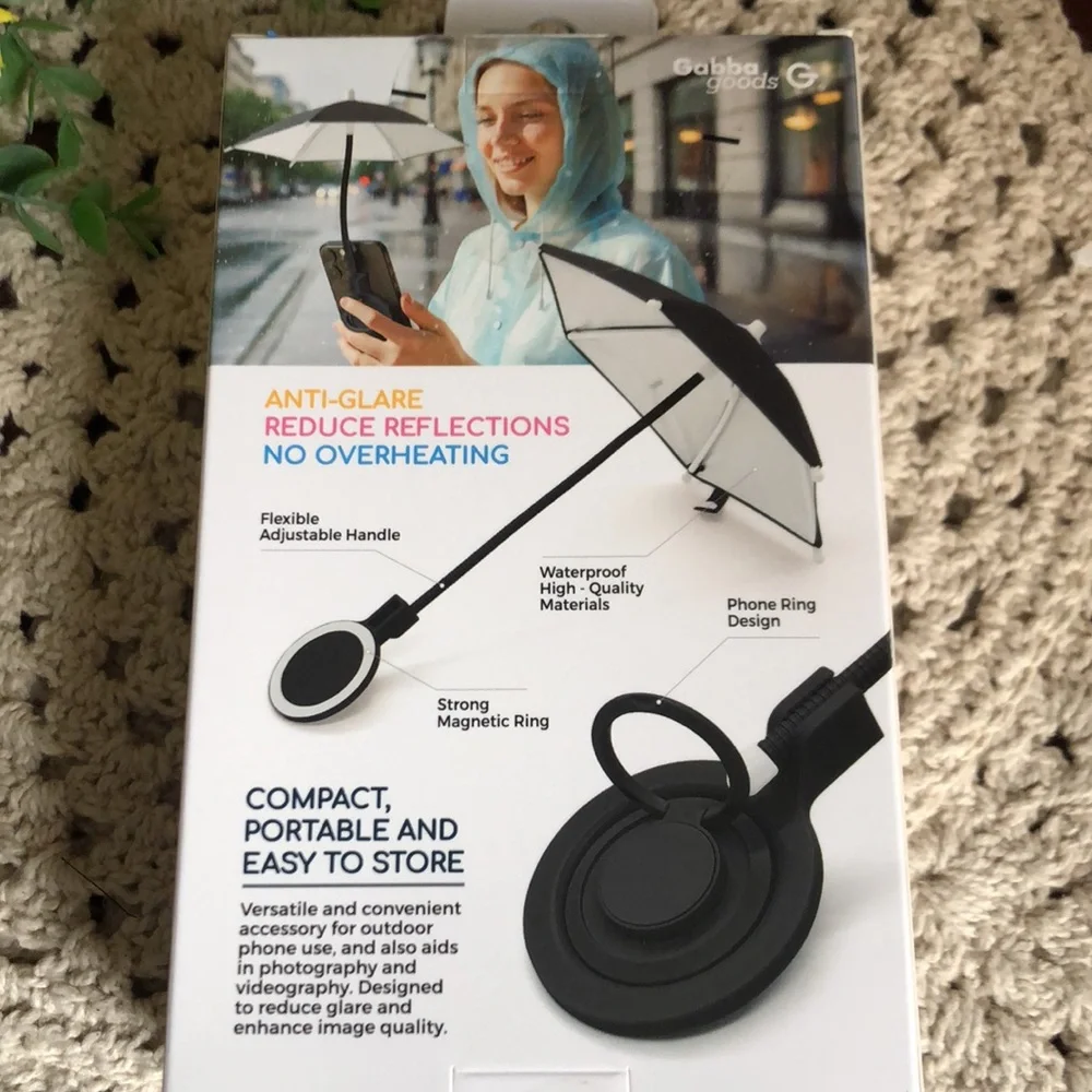 Magnetic Phone Umbrella - Black